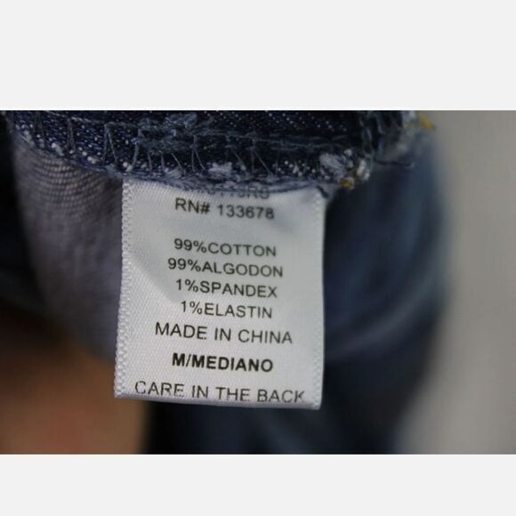 LOVE TREE DENIM DISTRESSED BIB OVERALLS SIZE MEDIUM BLUE - Picture 8 of 8